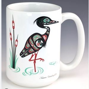 NWT Heron Mug Native American NW Coast Art by Tlingit Artist Israel Shotridge